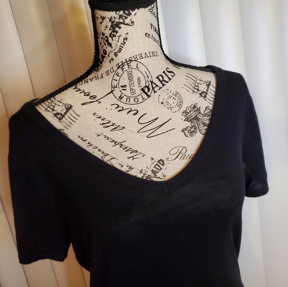 Vanity Tops - Black V neck tee